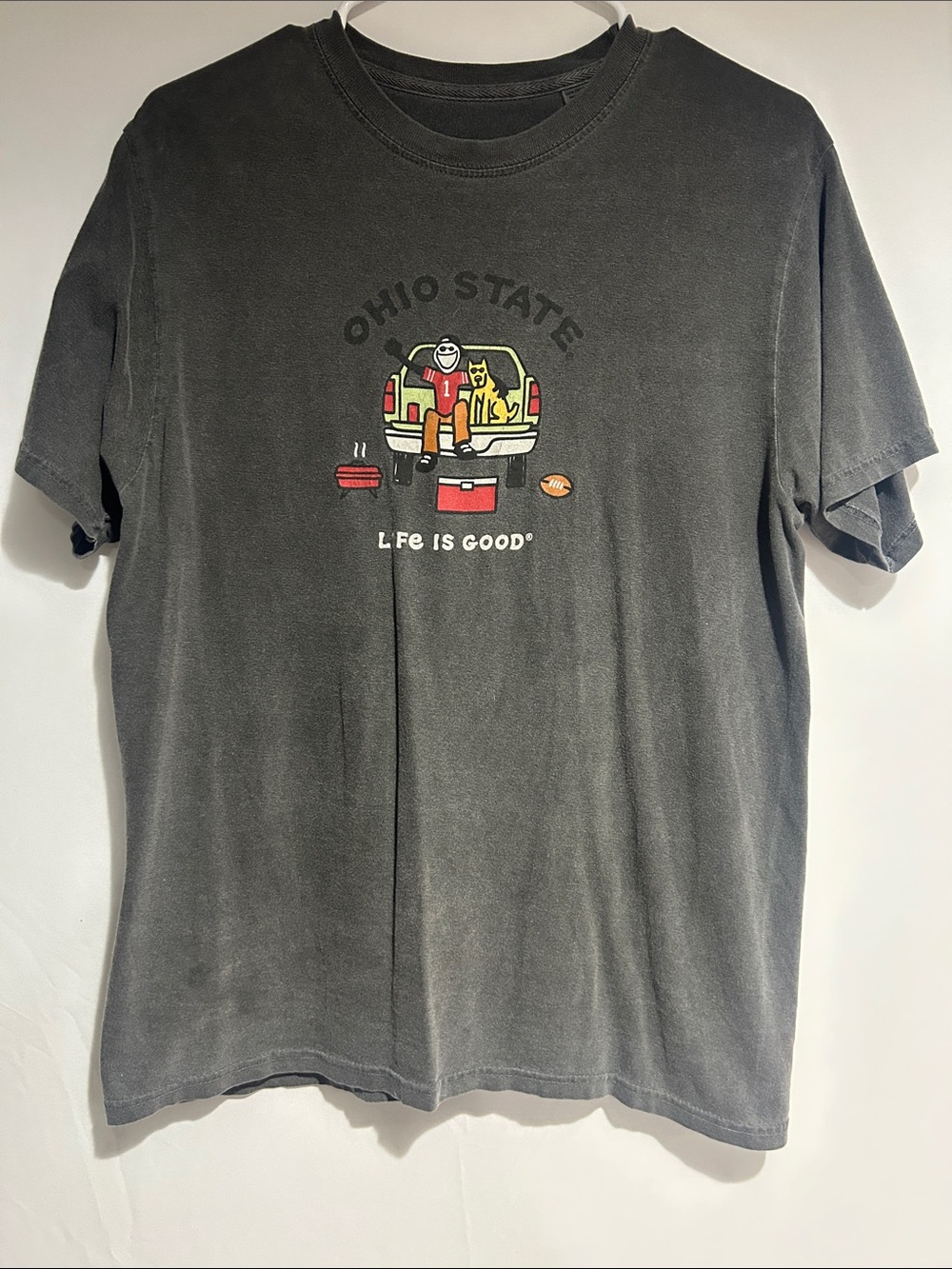 Life Is Good Charcoal Ohio State Tailgate Graphic Tee